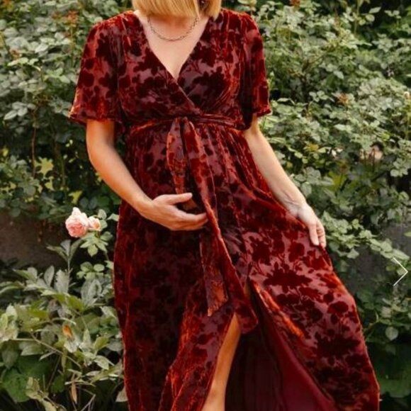 Baltic Born Uma Velvet Maxi Dress Copper / Bronze - Picture 1 of 6